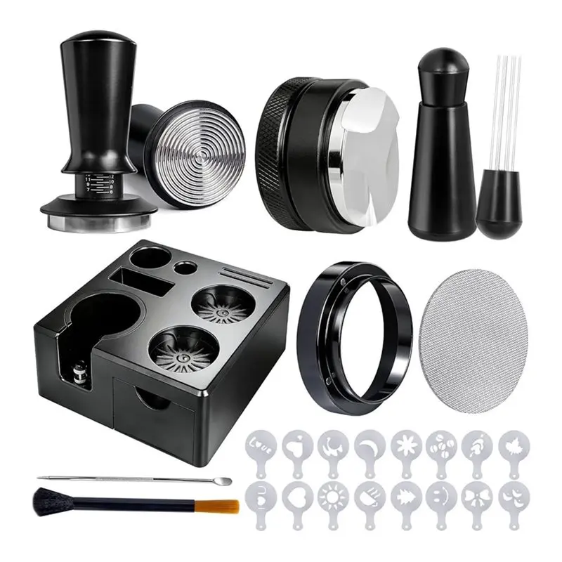 AS63-9 PCS Espresso Accessories Kit With Tamper Station,Tamper, WDT Tool, Distributor, Coffee Tamper Set For 51Mm Portafilter