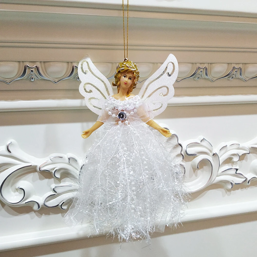 1PC White Christmas Angel Pendant Hanging Angels Ornaments Handmade Angel Doll Christmas Gifts For Indoor Xmas Tree Decor