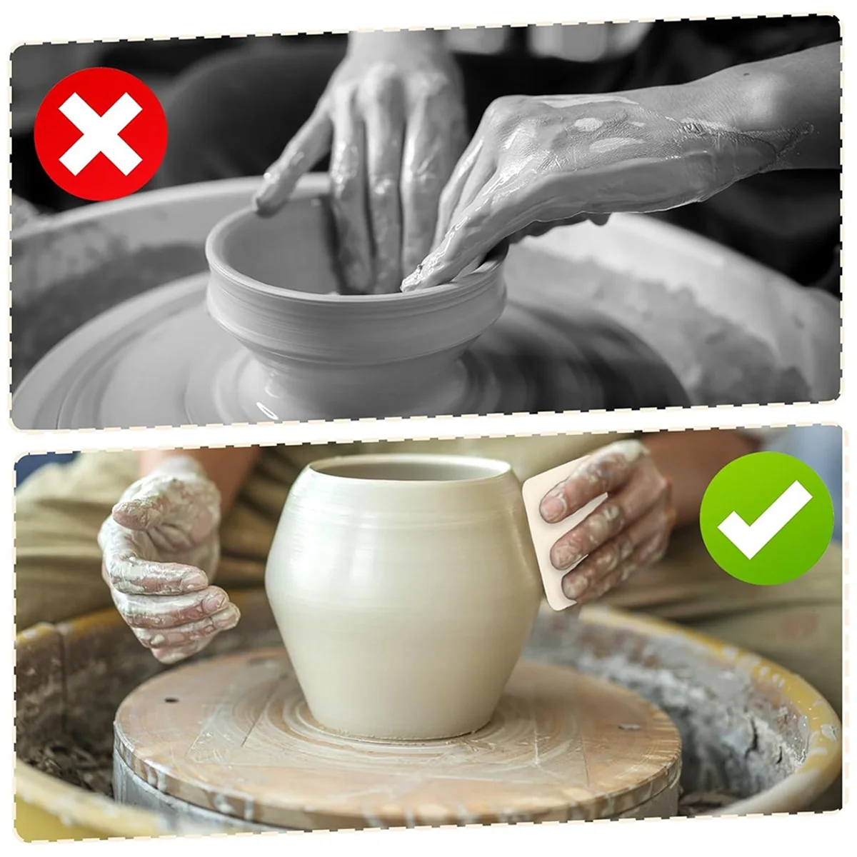 ABXHH 20-teiliges Leder-Gämsen-Tuch, Gämsen-Keramik-Werkzeug, 9,9 x 9,9 cm, vorgeschnitten, zum Glätten von Topf, Felgenbesatz, Schlammwerkzeug