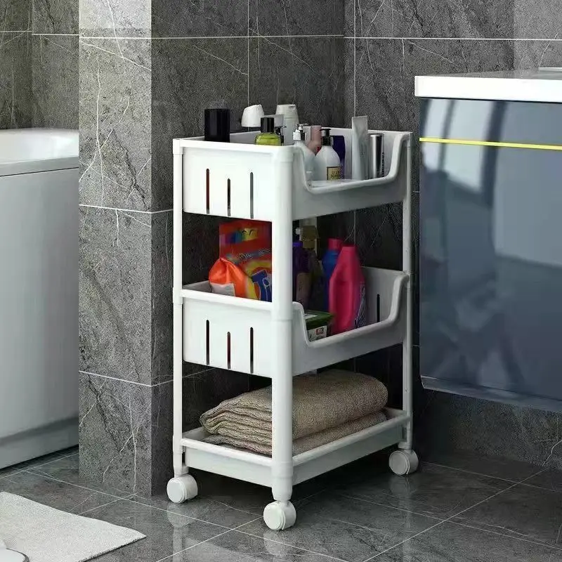 custom. [2017 Highly Rated] Kitchen Bathroom Bookshelf Mobile Storage Rack Floor Multi-layer Miscellaneous Storage Rack Snack Ca