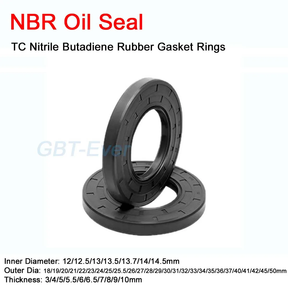 NBR Framework Oil Seal TC Nitrile Butadiene Rubber Gasket Rings Cover Double Lip with Spring ID 12/12.5/13/13.5/13.7/14/14.5mm