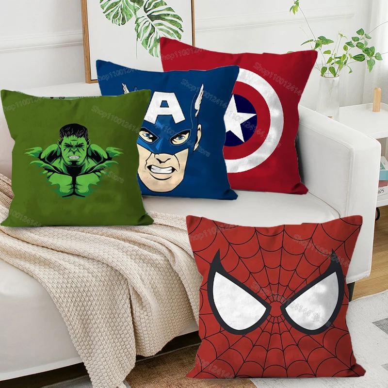 Marvels Avengers Pillowcases Cushion Covers Short Plush Cartoon Pillowslip Living Room Cartoon Sofa Pillow Cases Home Decor Gift