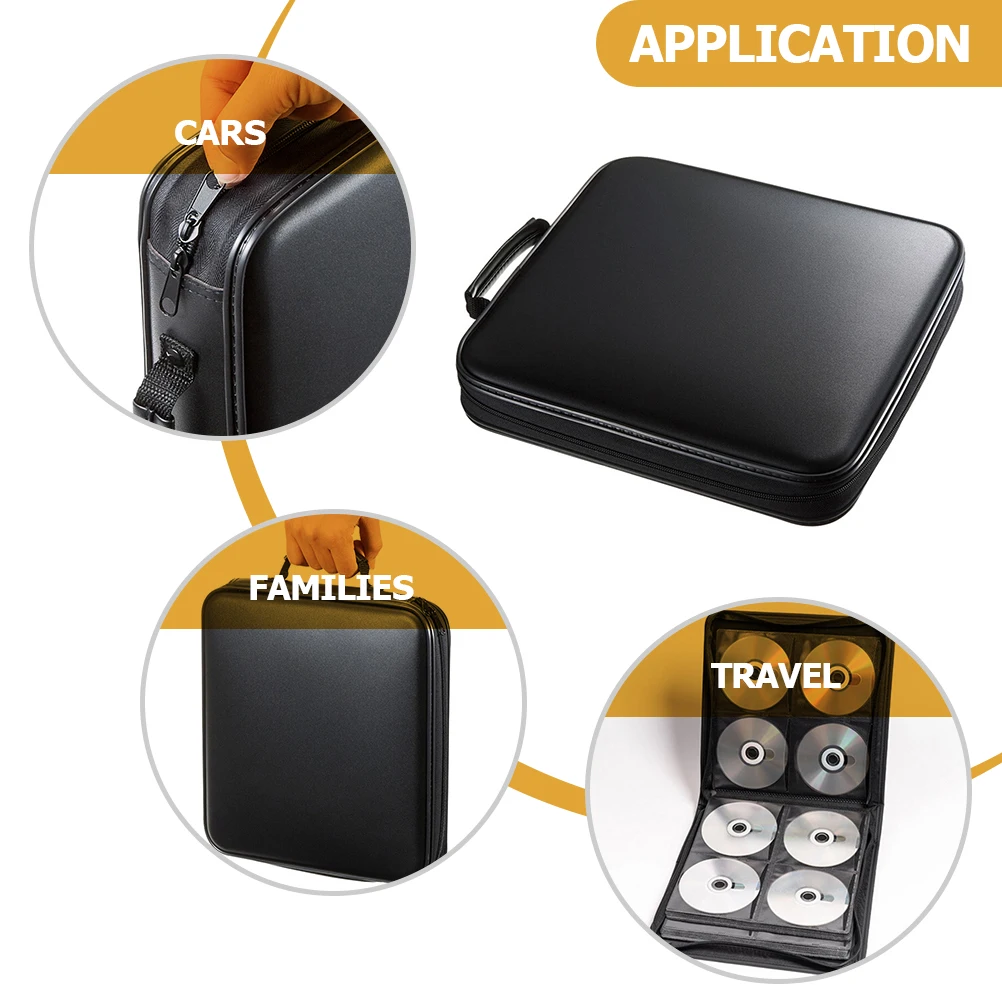

Plastic Disc Storage Case Zipper Holder Outdoor Dvd Organizer Large Capacity Cd Container Home Use Light Weight Handle Portable