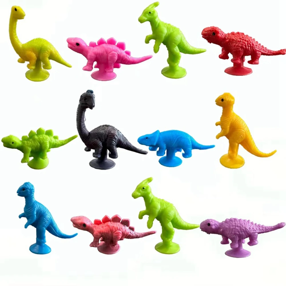 24Pcs Suction Cup Dinosaur Toys Cute Dinosaur Sucker Animals Stress Reliever Anxiety Toys Party Favors with Storage Box