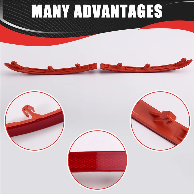 

NEW-For Tiguan 2008-2017 Car Red Plastic Rear Bumper Reflectors Pair Left & Right 5ND945105 5ND945106