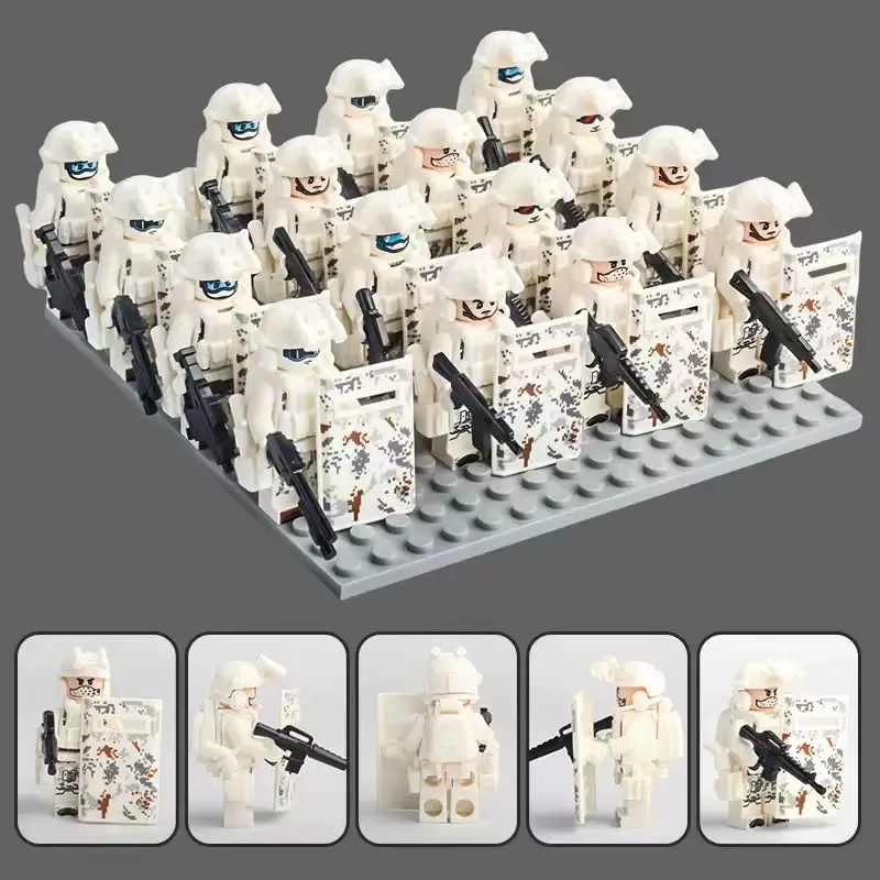 

Compatible with Lego buildingblocks Military minifiguresGhost SWAT Special Forces Weapons Shield Minifigures Boy Assembling Toys