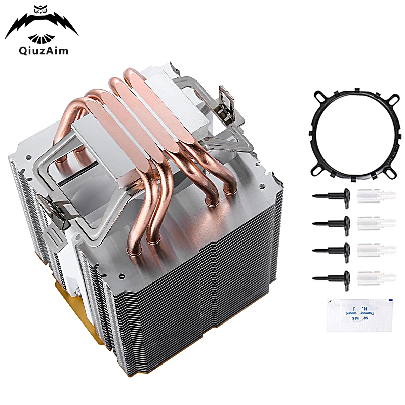 

QiuzAim Air-Cooled Twin Towers 4 Heat Pipe CPU Cooling Fan am4 am5 Computer Cooler Installing LGA115x 1200 1700 1356 1366 AMD