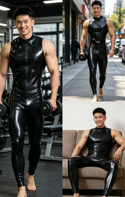 Latex Rubber Fetish Catsuit Costume Masquerade Party Hot Sale Custom sleeveless fitness wear