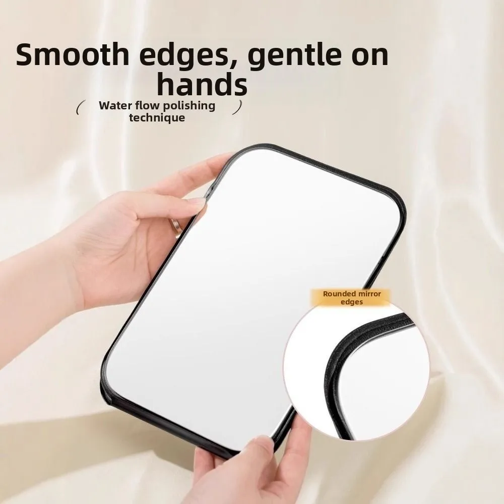 Cute Portable Personal Makeup Mirror Handheld PU Leather Foldable Makeup Mirror Solid Color Compact Pocket Mirror Bedroom
