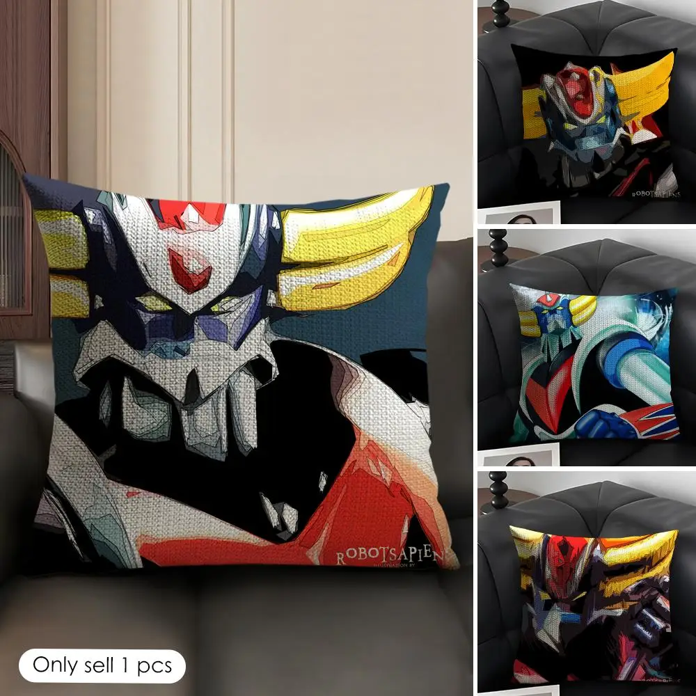 G-Goldorak Anime cool Cushion Cover Natural Linen Organic Fabric Double-Sided Printing Sofa Home Decor Gift Pillow Case