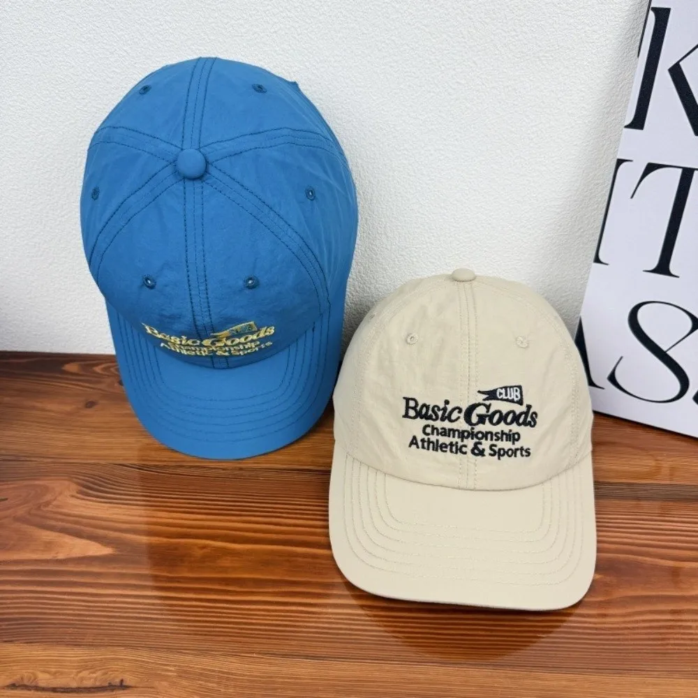 

Letter Embroidery Quick-Drying Baseball Cap Solid Color Soft Top Sun Protection Hat Peaked Cap Korean Style Peaked Cap Men
