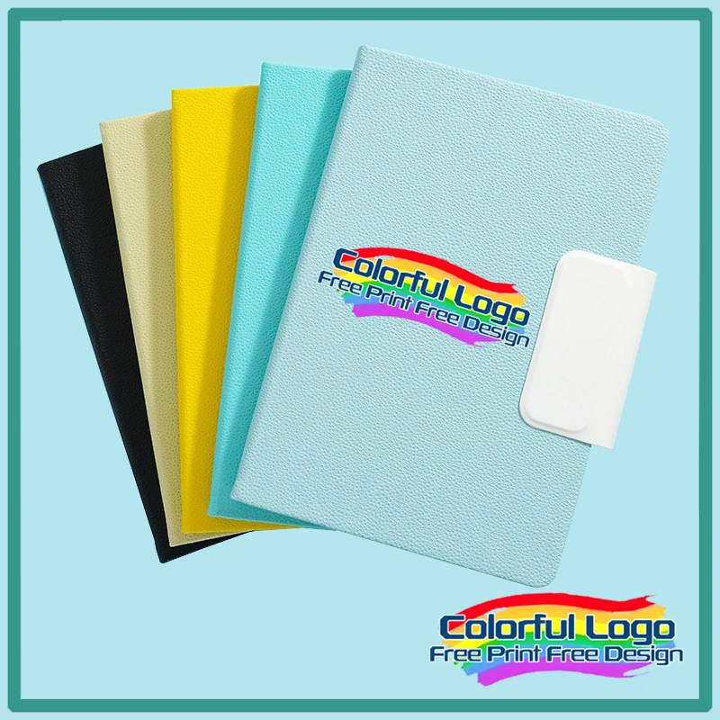 1 Pcs A5 Free Design Custom Logo Color Printing Notebook PU Cover Simple and Generous Solid Color Magnetic Buckle Notebook Diary