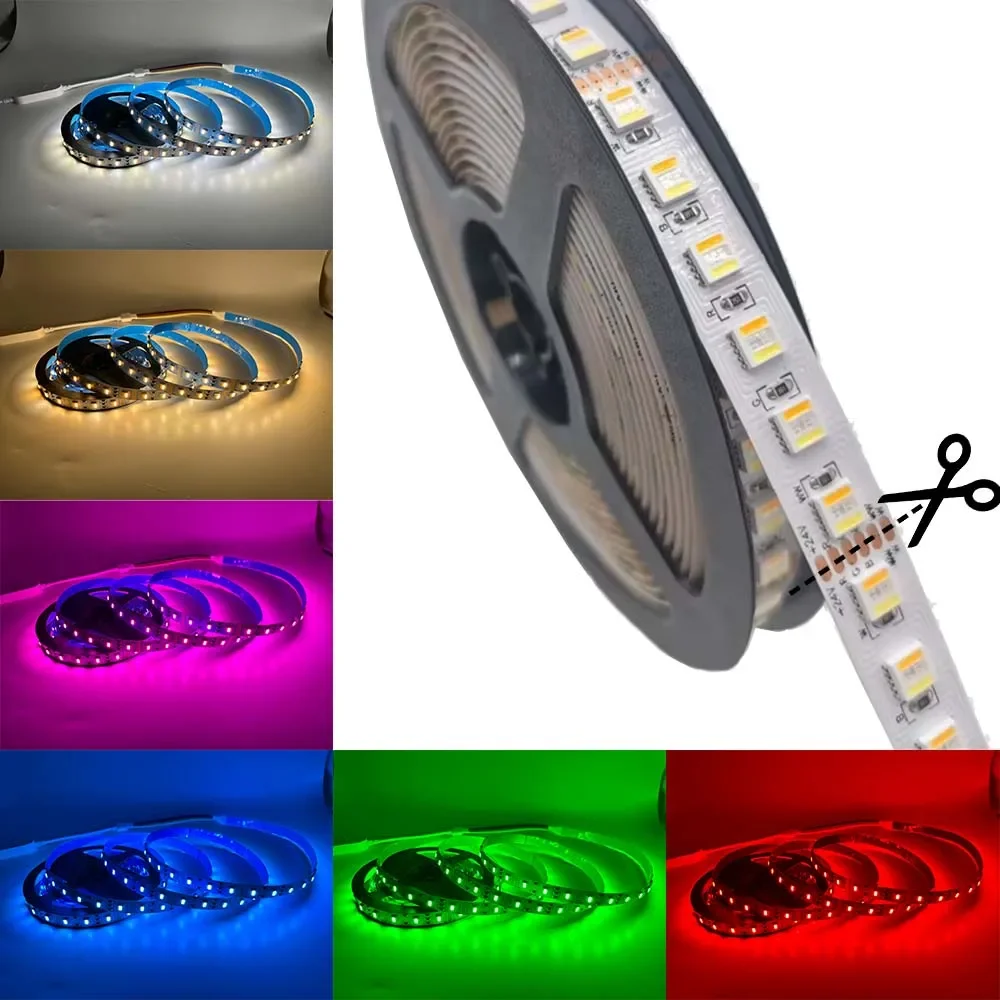 DC12V RGBCCT مصباح ليد قطاع 12 مللي متر SMD5050 + 2835/2IN1/5IN1 RGB + W + CW مرنة عطلة ديكورات الإضاءة المنزلية 60 المصابيح/م 90 المصابيح/م