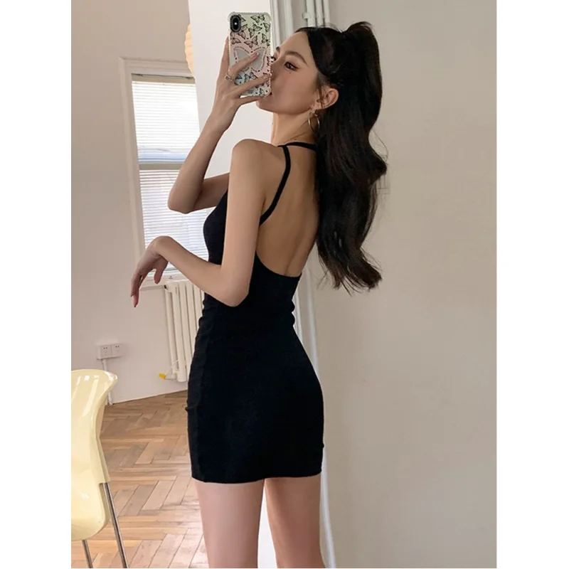 

Summer Fashion Women Sexy Black Bodycon Dress Sleeveless Backless Skinny Dress Club Evening Party Hot Mini Dresses Vestidos