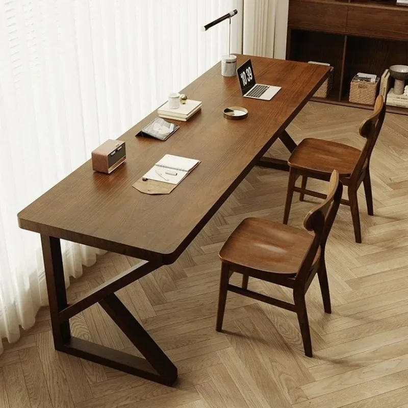 American walnut desk, double long computer, home study, wall writing desk