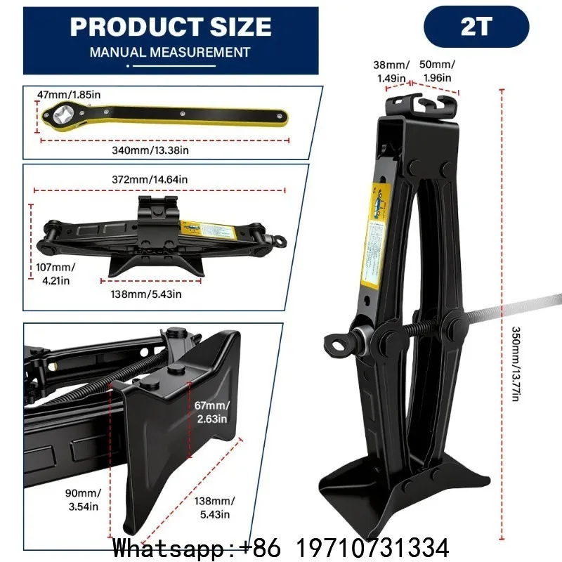 Universal Auto Scissor Jack 2 Ton Set Extendable Wheel Wrench Labor-Saving Tire Replacement Tool