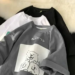 Estate ins sale creativo piccoli animali vestiti a maniche corte t-shirt con numeri piccoli uomini e donne amanti top a mezza manica allentato