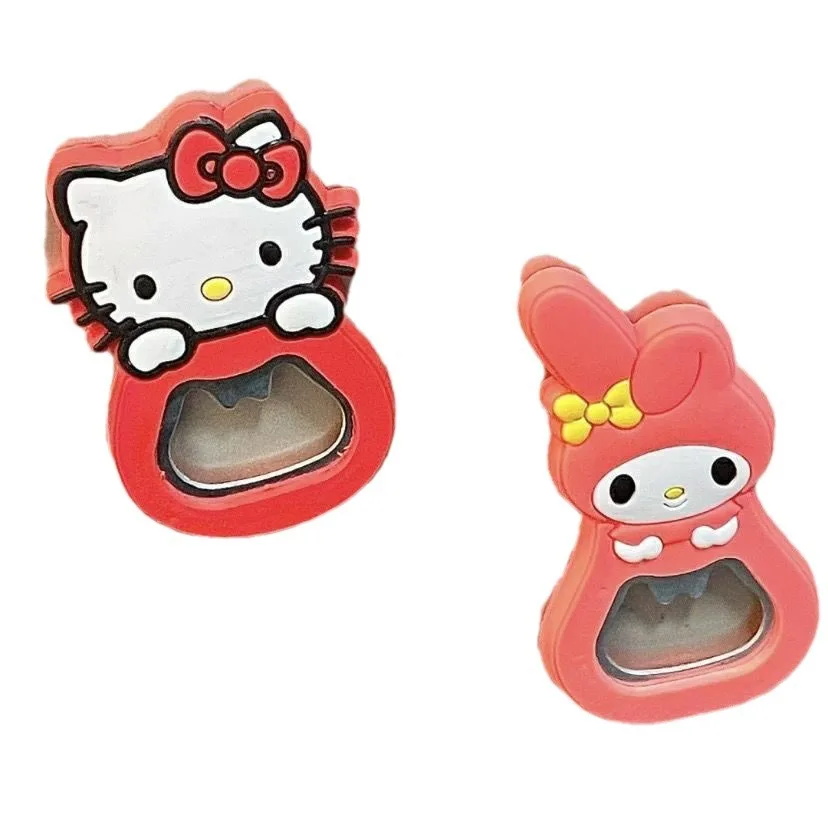 Kawaii Sanrio Anime Silicone Wine Opener Cartoon Melody Hello Kitty Girl Heart Beer Bottle Opener Refrigerator Magnet Sticker