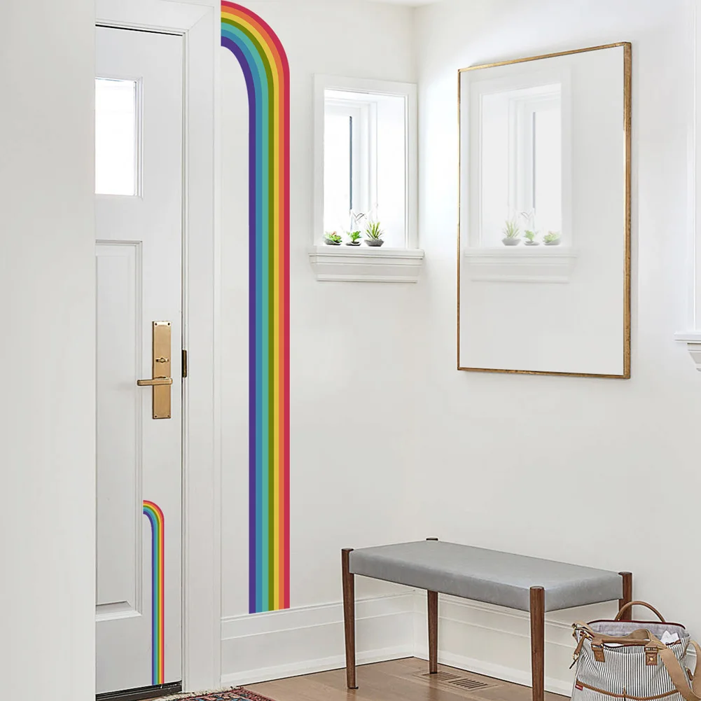 Cartoon Rainbow Pattern Wall Sticker Living Room Bedroom Wall Edge Decoration Decals Kid Room Self-adhesive Home Decor Wallpaper