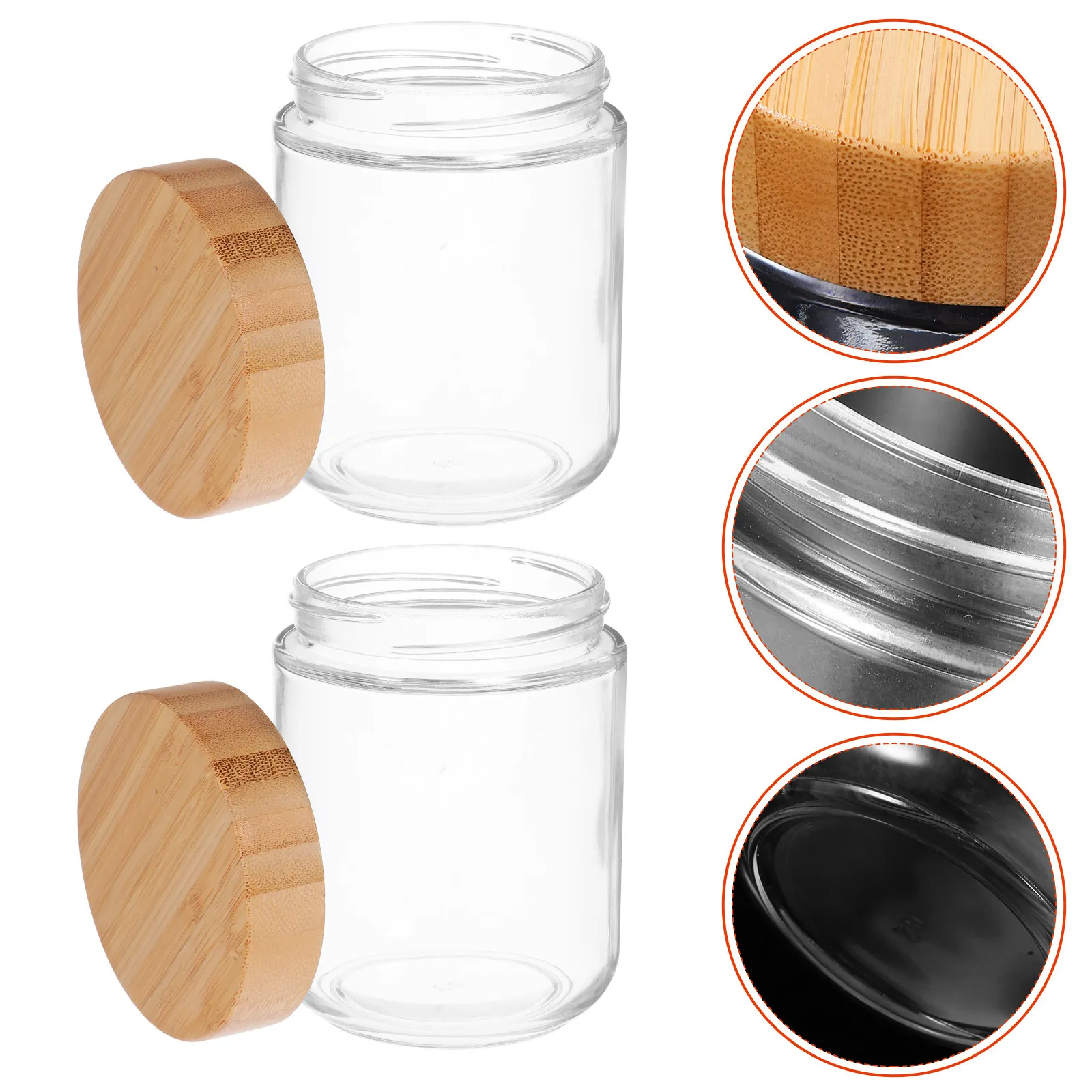 4Pcs Sturdy Glass Canisters with Bamboo Lids Airtight Kitchen Storage Jars for Flour Sugar Rice Coffee Beans Spices Candies Tea
