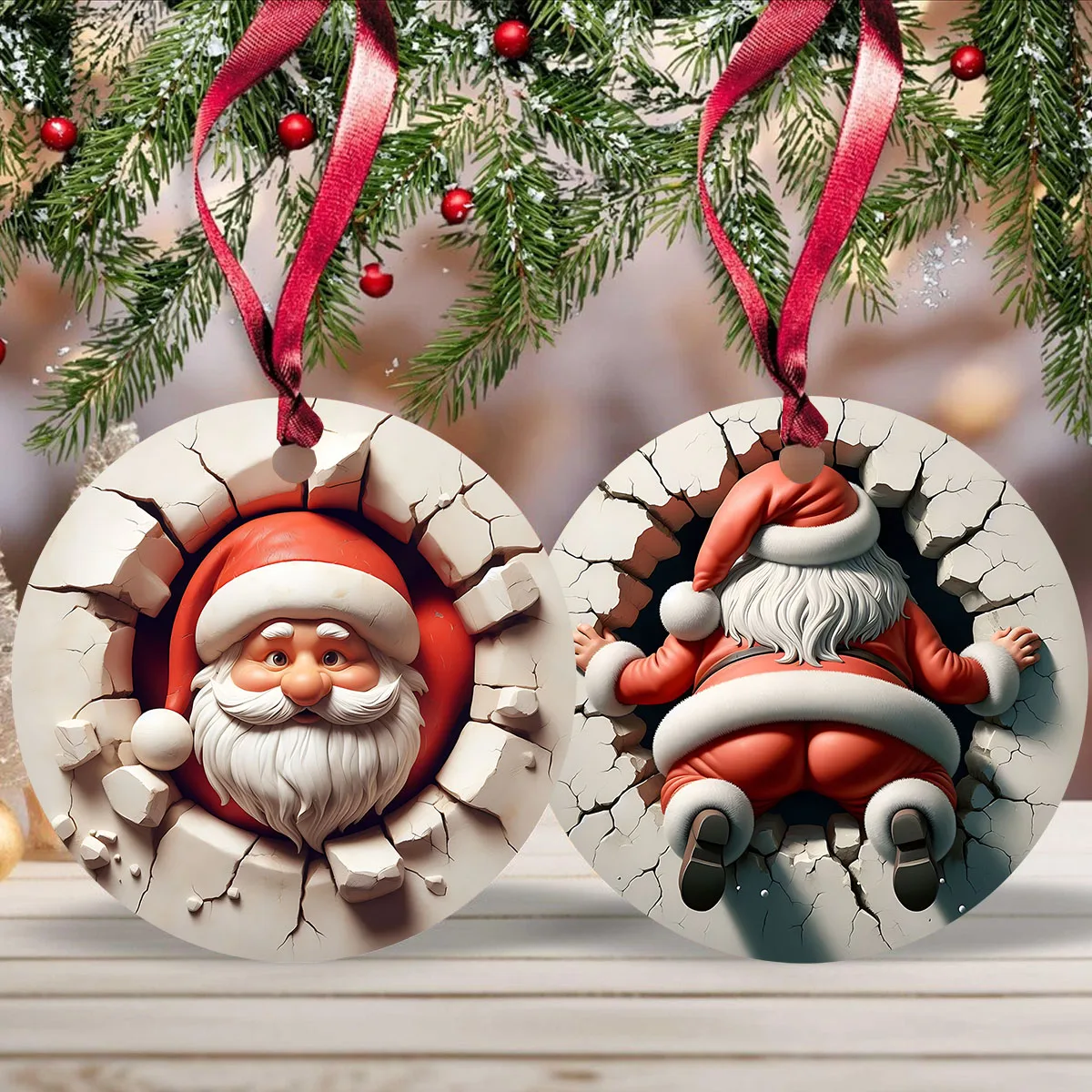 12pcs Funny Santa Claus Snowman Christmas Ornaments UV DTF Transfer Stickers Glass Coffee Mugs Cup Wrap Winter Xmas Decorations