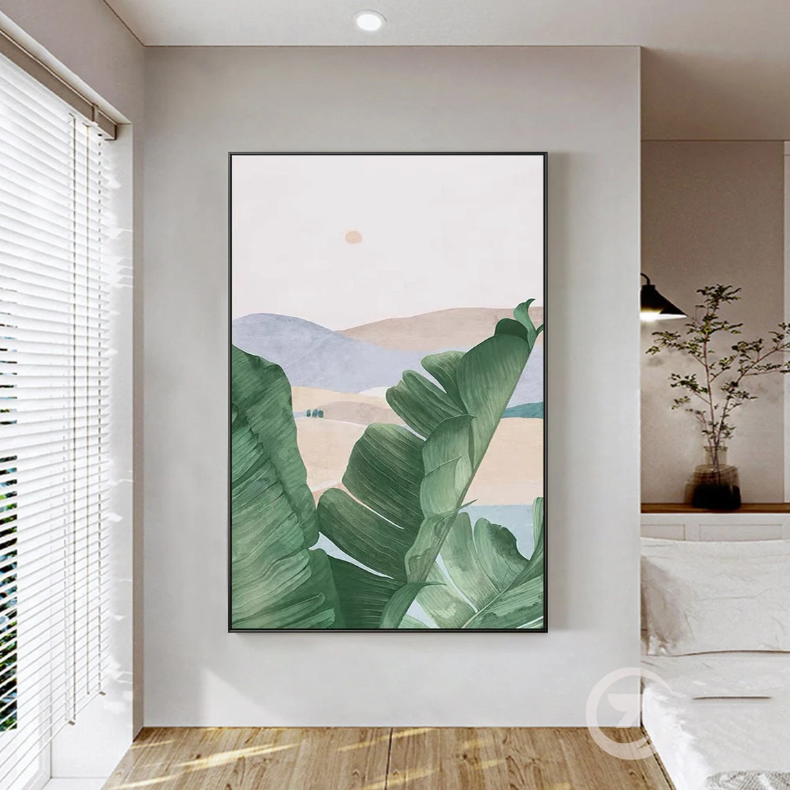 Abstract Large Banana Leaves Wall Art Painting Tropical Banana Leaf Palm Tree Hand Painted Artwork Thick Texture Modern Wall Art