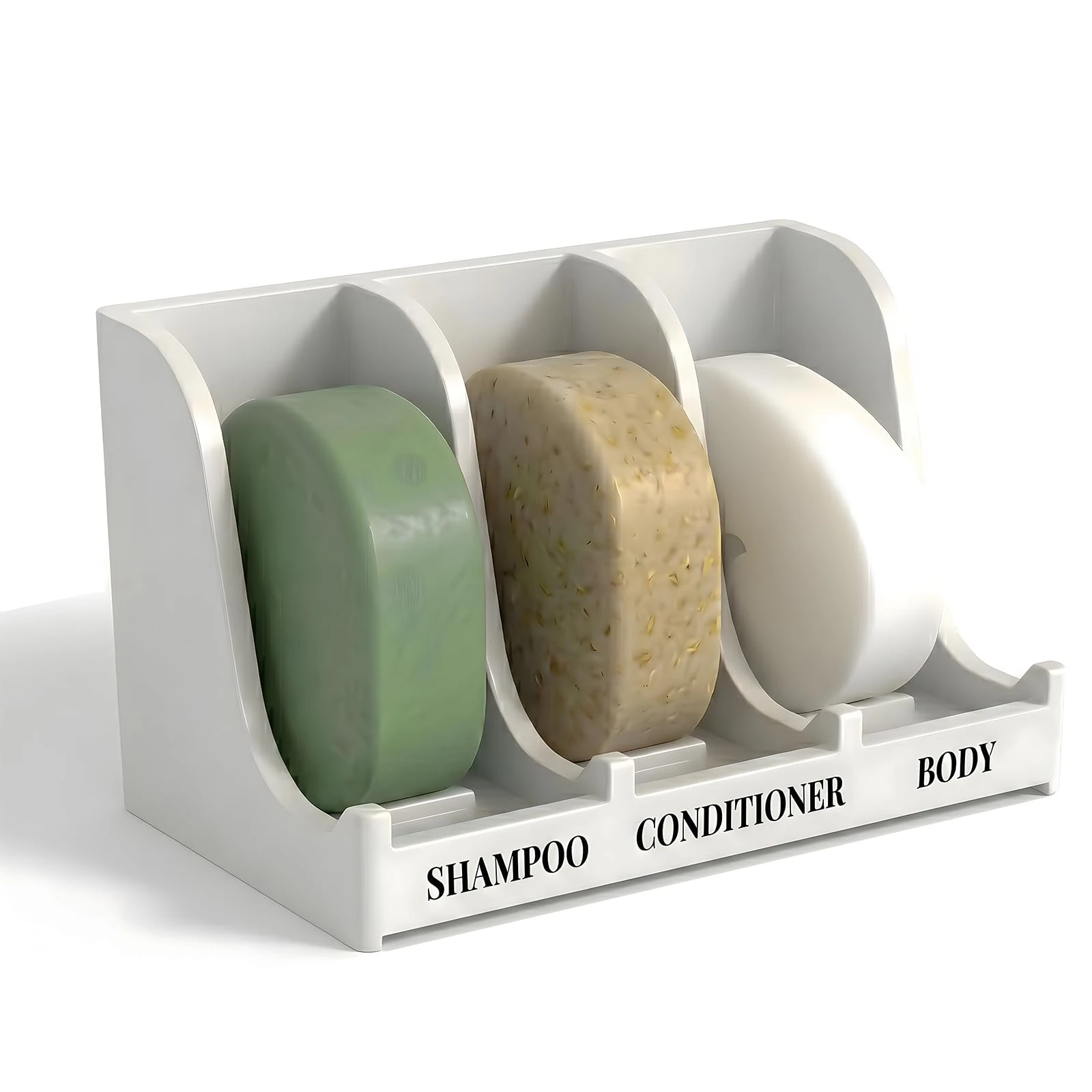 Soap Holder for Shower Wall, 3-Compartment Soap Dish,Fast Draining, Strong Adhesive for Long-Term Bathroom Use & Freestanding