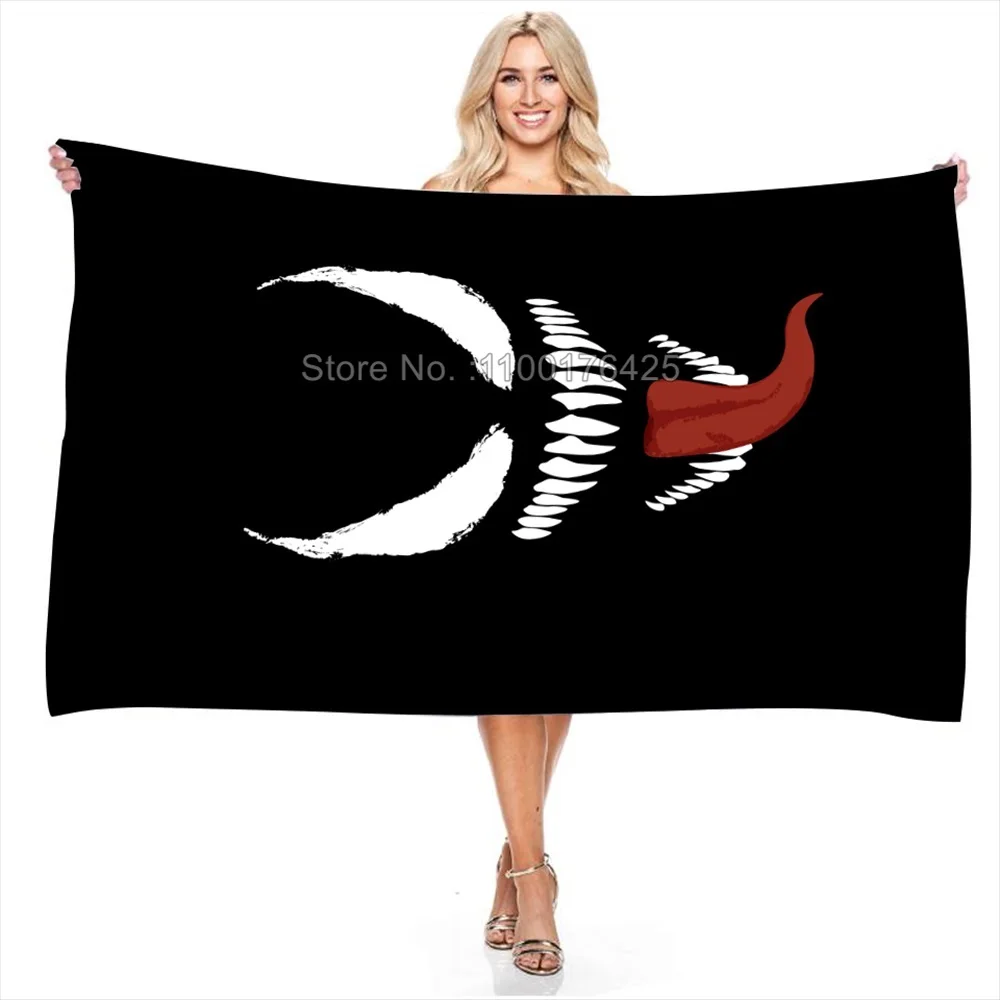 Venom Bath Towels Polyester Fiber Avengers Beach Towel Boys Quick Drying Swimming Washcloth Bathroom Decor