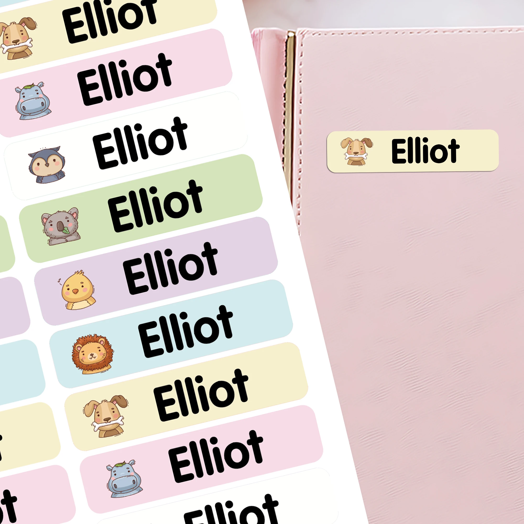 Custom Personalized Name Tags Stickers Cute Animal Labels For Water Bottles Lunch Boxes Stationery Kids Daycare Easy To Apply
