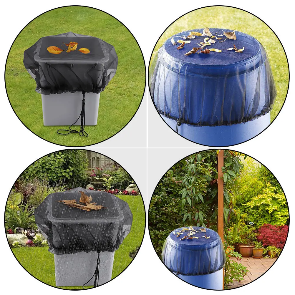 

1Pcs Outdoor Rain Barrel Cover Black Insect-Proof Net Durable Polyester Water Tank Protective Mesh Easy Installation