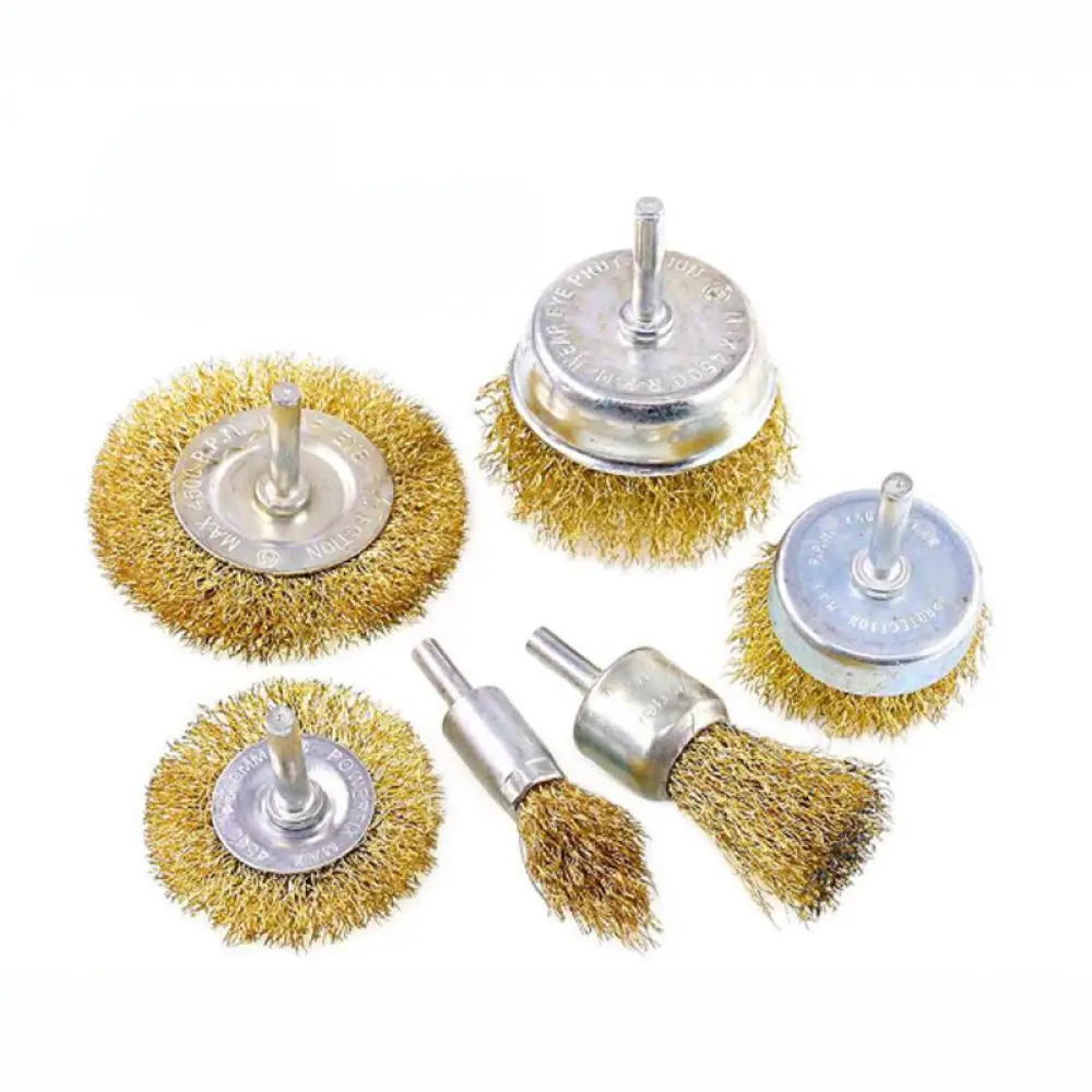 Metal Surface Cleaning Wire Brush Kit Copper Plated Wheel For Power Drill Durable Deburring Polishing Rust Removal Tool