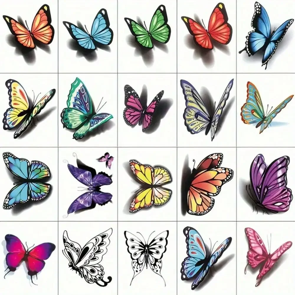 20 Sheets Of Colorful Butterfly Tattoo Stickers - Waterproof & Long Lasting Temporary Tattoos For Women, Daily Party Vocation Body Art Decorations view 4