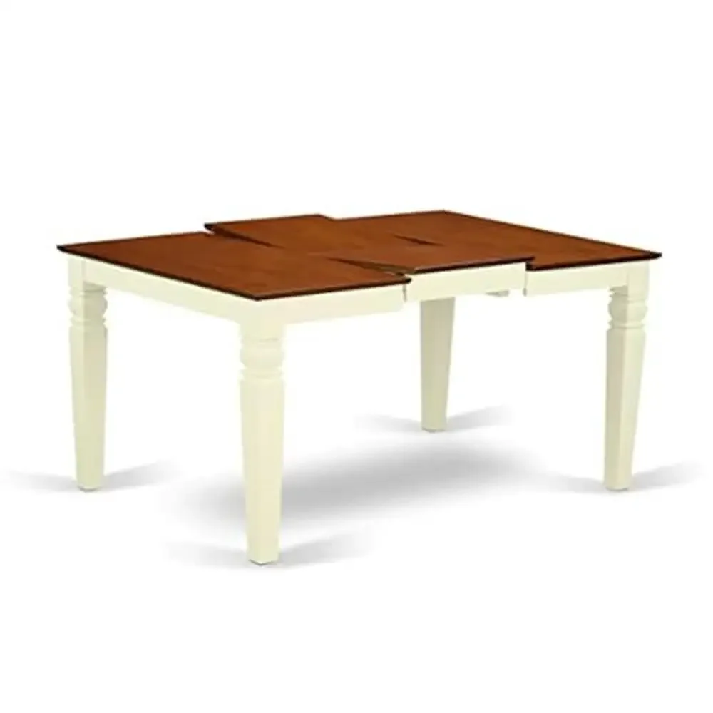 Rectangle Wooden Dining Table 42x60 Inch Butterfly Leaf Stylish Legs Buttermilk & Cherry Solid Wood High Quality Asian Hardwood