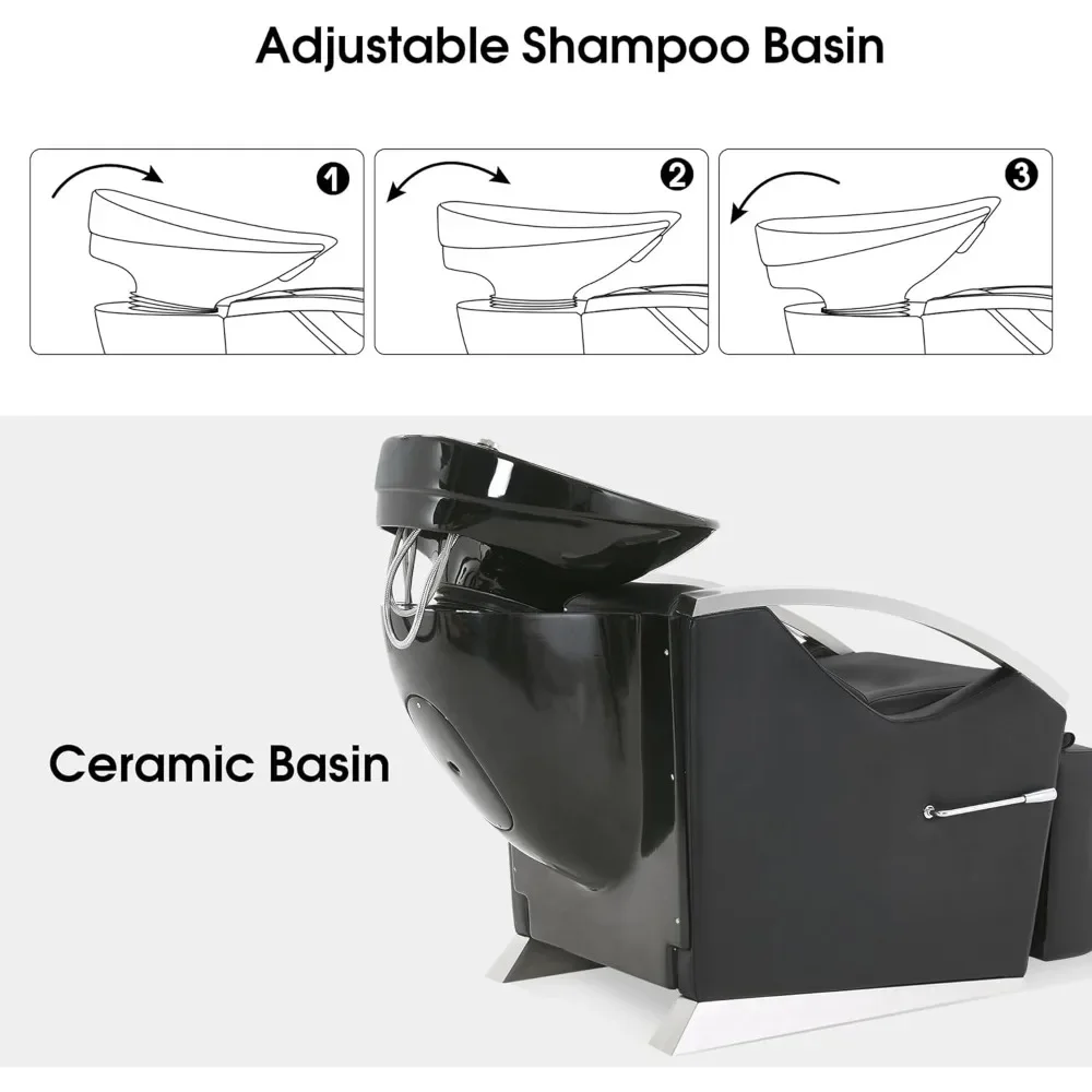 Ceramic Bowl Shampoo Chair Extended Ceramic Shampoo Bowl Sink Chair Station for Spa Beauty Salon Professional Hair Salon