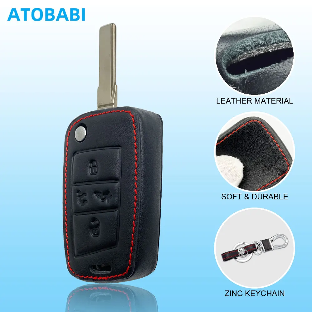 Real Leather Car Key Cases For VW Volkswagen MK7 Golf 7 GTI Atlas 2017 2018 4 Buttons Flip Remote Fobs Shell Cover Protector Bag