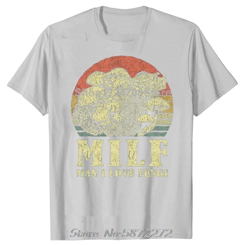 رجل أنا أحب الفطريات MILF ماجيك الفطر تي شيرت للجنسين القطن تي شيرت المتضخم اللياقة البدنية تيز القمم مضحك التي شيرت ملابس للرجال #3