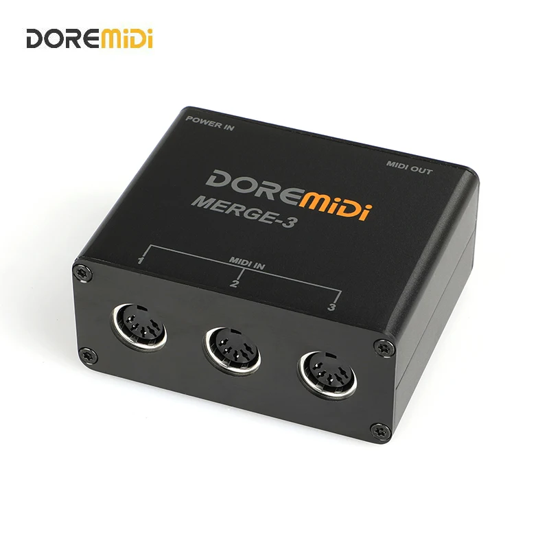 DOREMiDi MIDI Merge-3 MIDI Input 2 MIDI Output Support USB Power MERGE-3 MIDI Box Adapter Converter