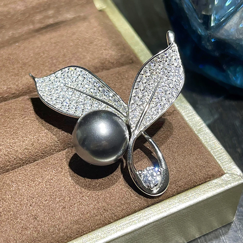 Imagem -02 - Pérola Broche para as Mulheres 100 925 Prata Esterlina Diamante de Luxo Jóias de Casamento Presente Feminino 12 mm 2023 Nova Chegada Branco e Preto