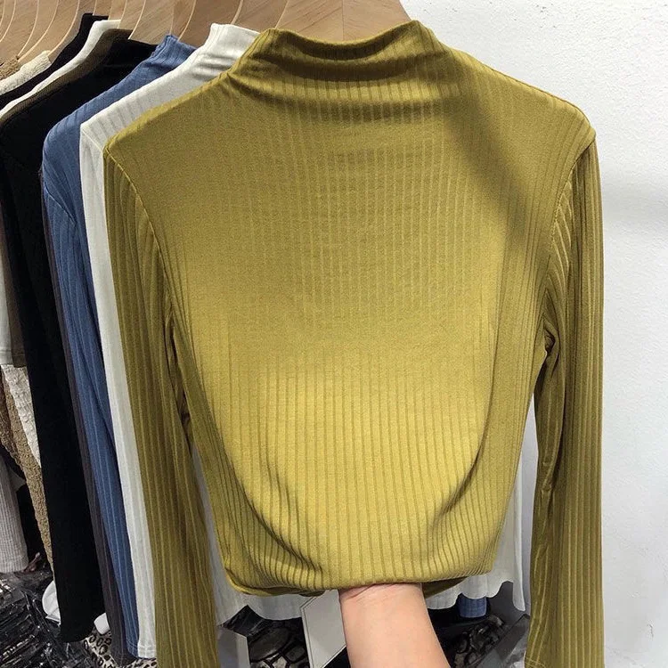 

plus Size Long Sve Base irt Women's Loose Fit f High Collar Autumn Winter Versatile Slimming Top Korean Sle Commute...