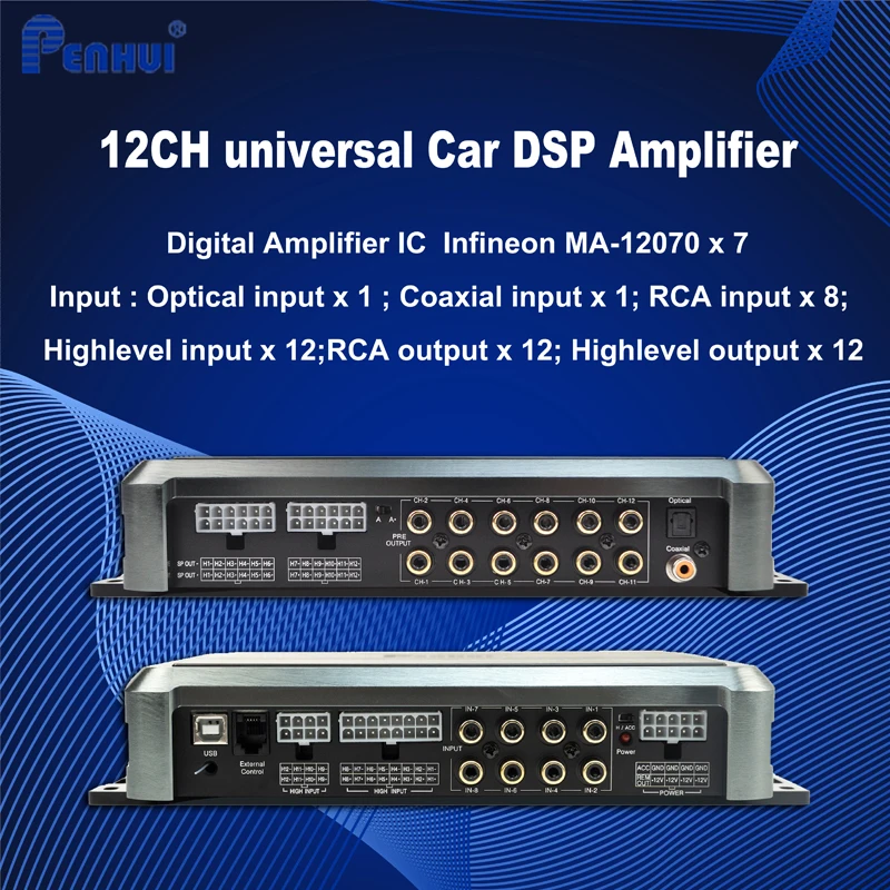 1120 Watt 12 Meder ben autó Erősítő vel Beépített DSP Alatámaszt Bolygótartó Csatlakozódarab hogy 8CH 10CH infineon d-class MA-12070