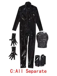 Mono de piel sintética para hombre, M-4XL de cosplay brillante, Catsuit de PVC de aspecto húmedo, Zentai leotardo, mono unido