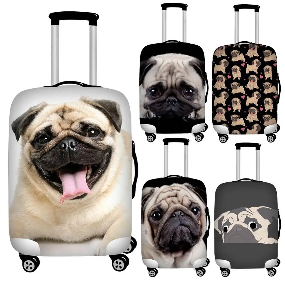 Funda protectora para equipaje con estampado 3d de cachorro Pug, cubierta antipolvo impermeable para maleta de 18-32 pulgadas, cubierta elástica