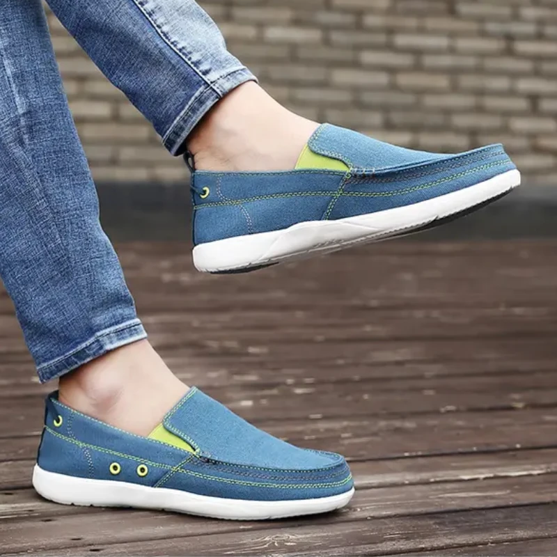 Men's Casual Canvas Shoes Anti-slip Comfortable Shallow Mouth Thick Sole Sneakers Driving Walking Loafers Zapatillas De Deporte