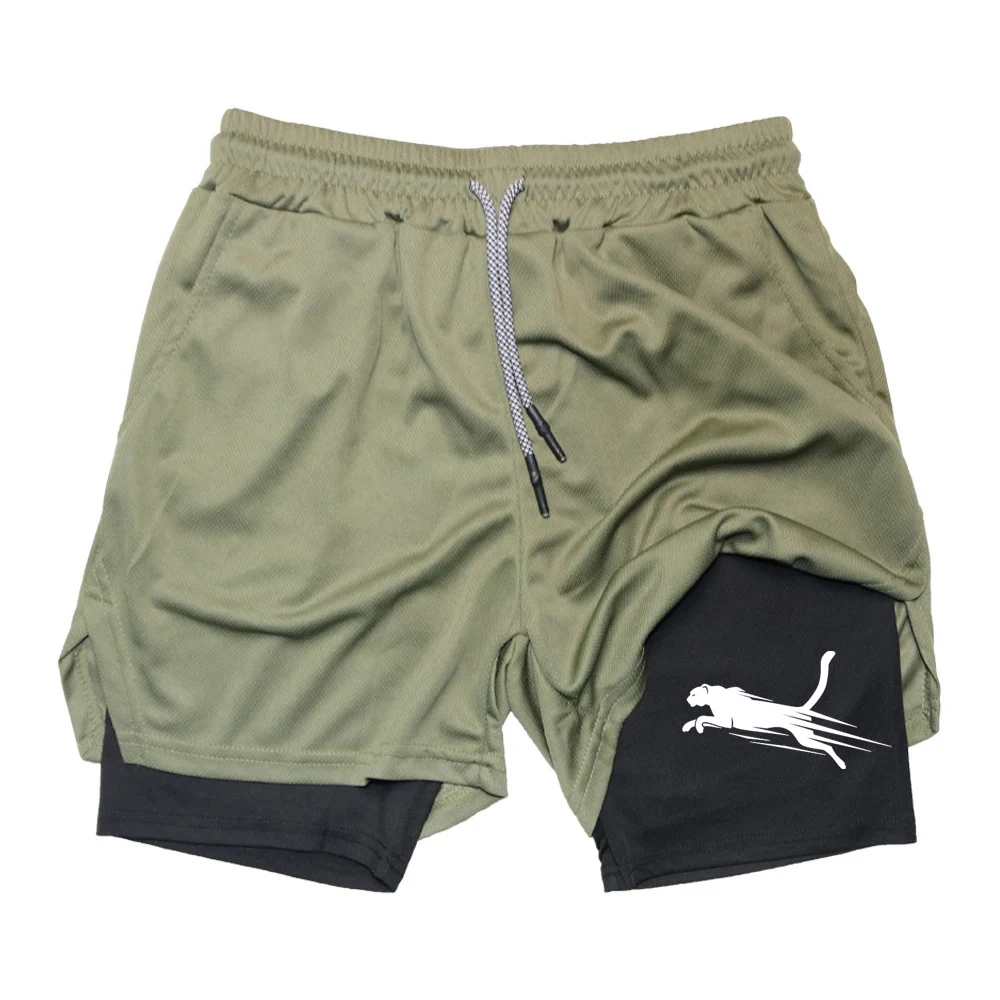 Summer Men's Gym Fitness Workout Shorts Quick-drying Two-in-one Sports Compression Double-layer Casual Daily M-3XL