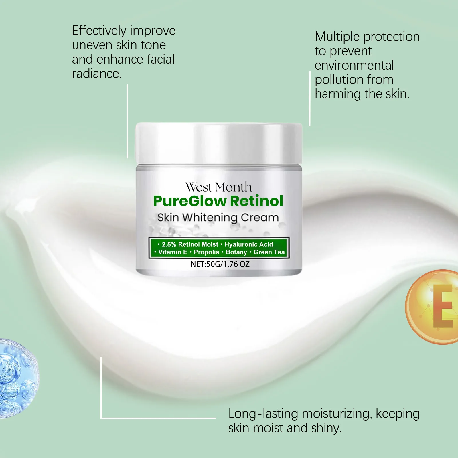 

Retinol Cream: Deeply Improve Skin Texture, Lighten Skin Tone, Enhance Skin Elasticity and Deep Moisturizing Rejuvenation