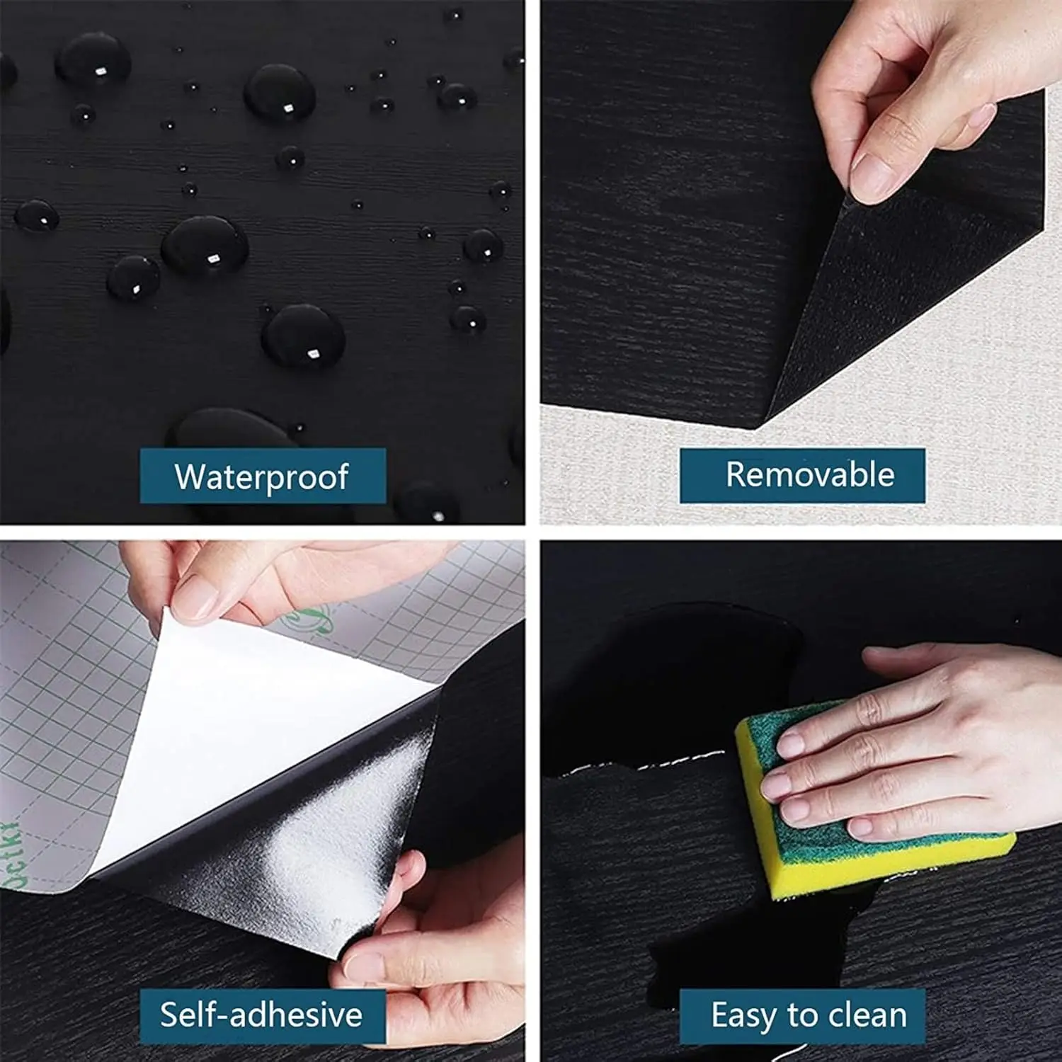 ورق جدران سميك من الخشب الأسود، أثاث فيلم بوينغ، خزانة المطبخ، ملصقات PVC ذاتية اللصق، ورق جدران من الفينيل للمطبخ