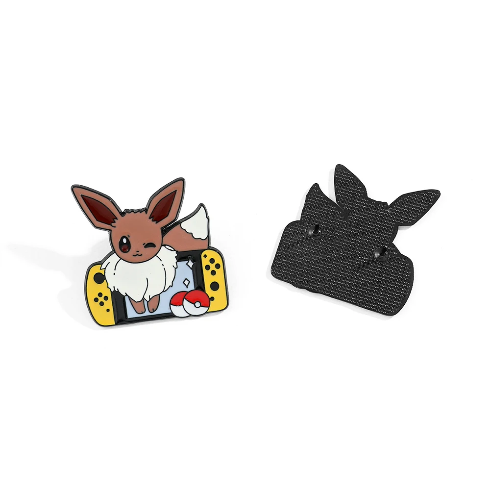 2 pcs Fashion Animal Breast Brooch Set Creative Eevee Enamel Pins Backpack Clothe Hat Jewelry Metal Pin Accessories