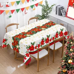 Disposable Christmas Tablecloth Holly Xmas Flower Table Cover Christmas Decorations for Home 2024 Navidad Noel Gift Table Decor