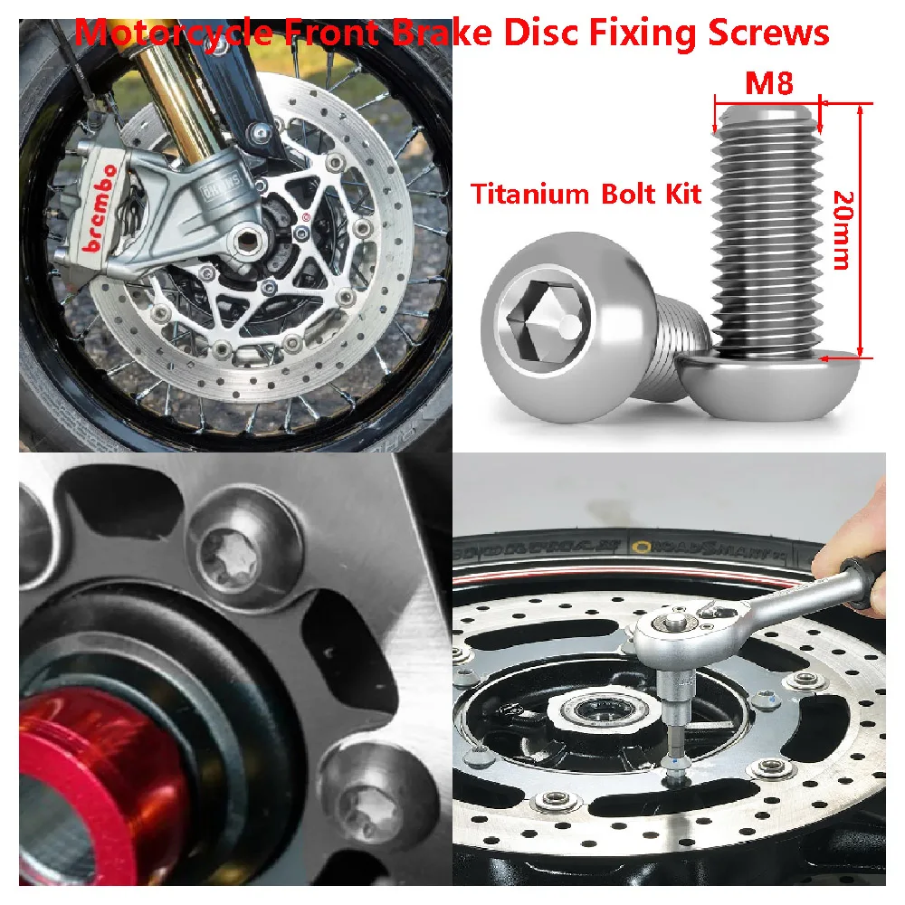 

Титановые винты M8X20 мм подходят для Ducati DIAVEL 1200 1260 S XDIAVEL 1262 S 2010-2023, набор крепежных болтов для переднего тормозного диска мотоцикла