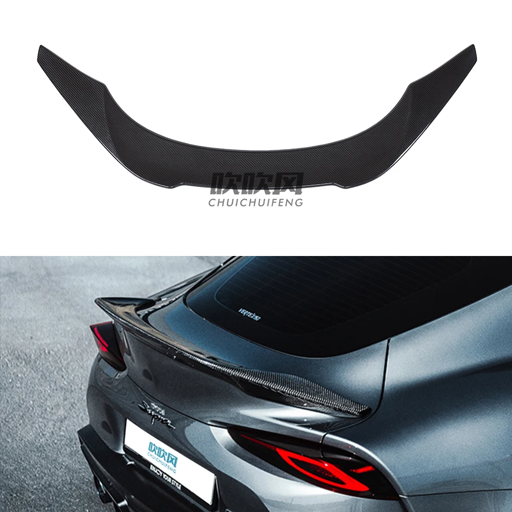 For Toyota Bull Demon Supra A90 2019-2022 TRD Style True Dry Carbon Fiber Rear Spoiler Tail Wing Body Kits Trim Fixed Wing